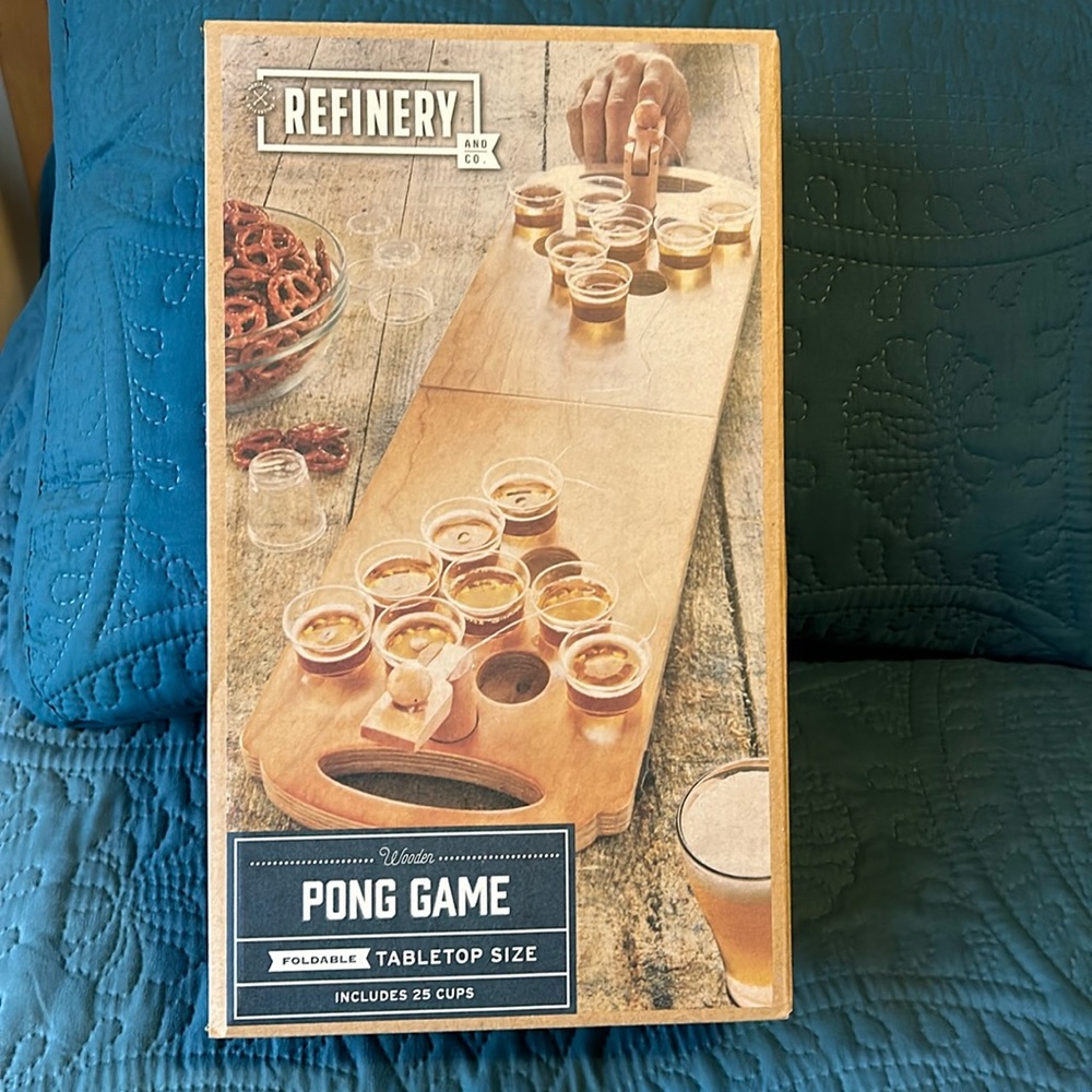 Wooden Tabletop Pong Game by Refinery, New!